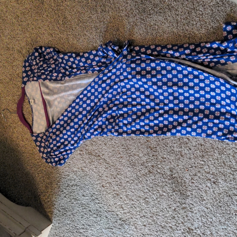 Blue patterned wrap dress